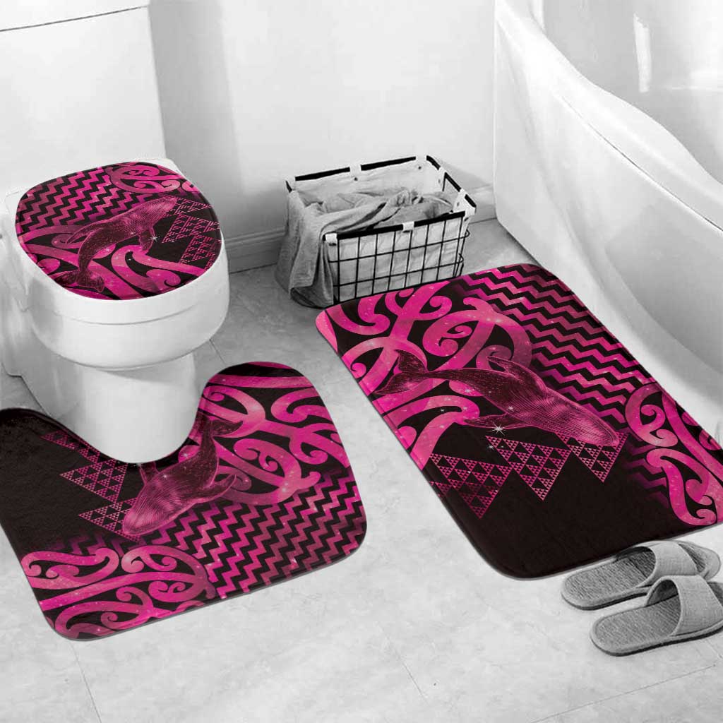 Humpback Whale Matariki New Zealand Bathroom Set NZ Maori Paikea Poutama Luxury Pink LT14 Mat Set Only (3 pcs) One Size Pink - Polynesian Pride