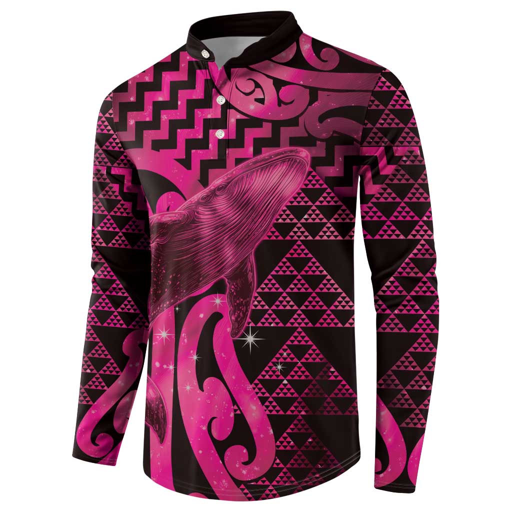 Humpback Whale Matariki New Zealand Button Sweatshirt NZ Maori Paikea Poutama Luxury Pink