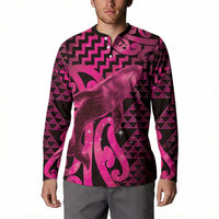 Humpback Whale Matariki New Zealand Button Sweatshirt NZ Maori Paikea Poutama Luxury Pink