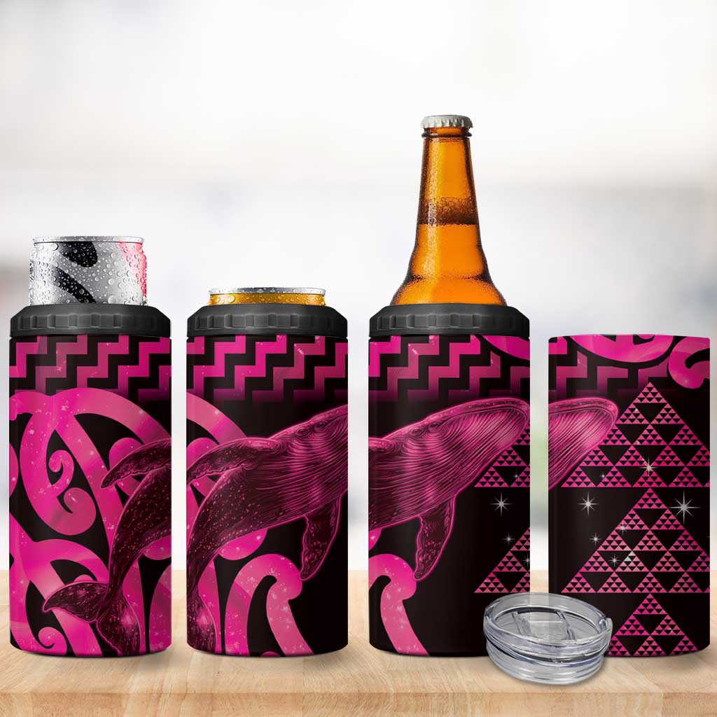 Humpback Whale Matariki New Zealand 4 in 1 Can Cooler Tumbler NZ Maori Paikea Poutama Luxury Pink LT14 - Polynesian Pride
