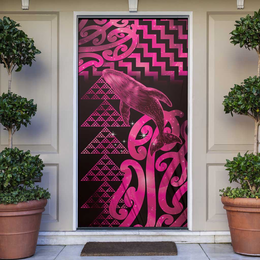 Humpback Whale Matariki New Zealand Door Cover NZ Maori Paikea Poutama Luxury Pink LT14 Pink - Polynesian Pride