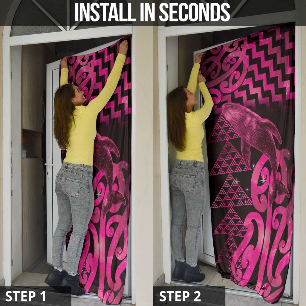 Humpback Whale Matariki New Zealand Door Cover NZ Maori Paikea Poutama Luxury Pink LT14 - Polynesian Pride
