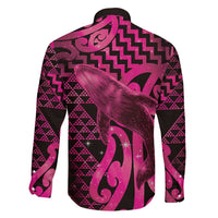 Humpback Whale Matariki New Zealand Family Matching Off The Shoulder Long Sleeve Dress and Hawaiian Shirt NZ Maori Paikea Poutama Luxury Pink LT14 - Polynesian Pride