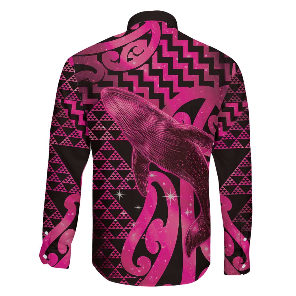 Humpback Whale Matariki New Zealand Family Matching Off Shoulder Short Dress and Hawaiian Shirt NZ Maori Paikea Poutama Luxury Pink LT14 - Polynesian Pride
