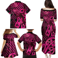 Humpback Whale Matariki New Zealand Family Matching Puletasi and Hawaiian Shirt NZ Maori Paikea Poutama Luxury Pink LT14 - Polynesian Pride