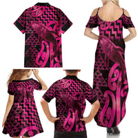 Humpback Whale Matariki New Zealand Family Matching Summer Maxi Dress and Hawaiian Shirt NZ Maori Paikea Poutama Luxury Pink LT14 - Polynesian Pride