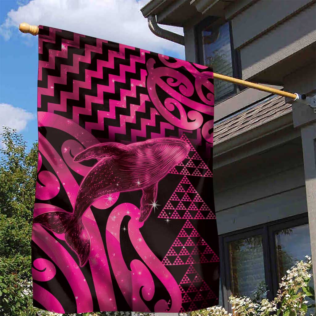 Humpback Whale Matariki New Zealand Garden Flag NZ Maori Paikea Poutama Luxury Pink LT14 - Polynesian Pride