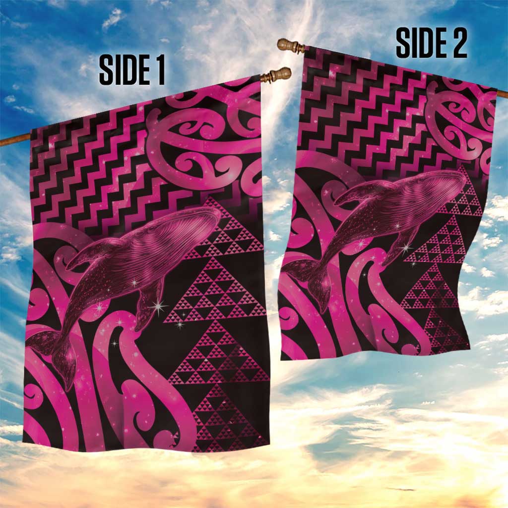 Humpback Whale Matariki New Zealand Garden Flag NZ Maori Paikea Poutama Luxury Pink LT14 - Polynesian Pride