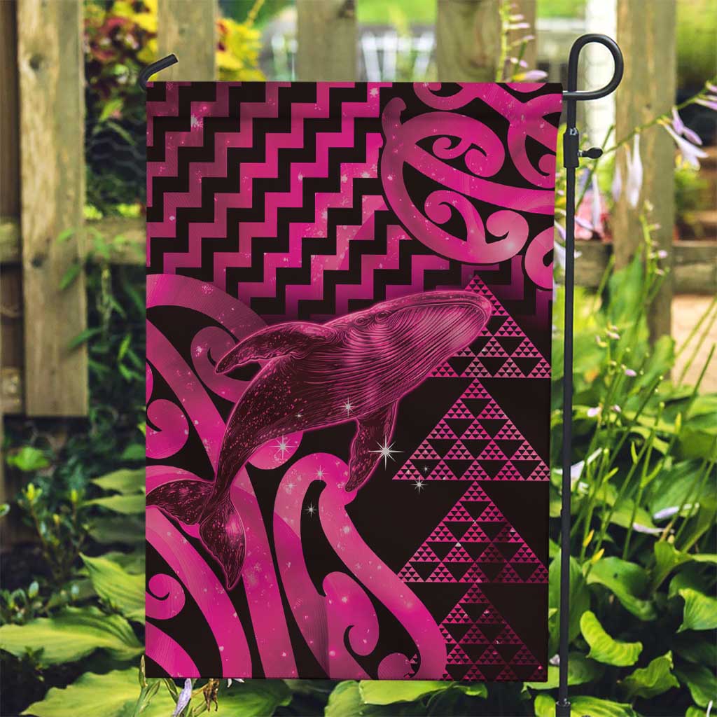 Humpback Whale Matariki New Zealand Garden Flag NZ Maori Paikea Poutama Luxury Pink LT14 Garden Flag Pink - Polynesian Pride