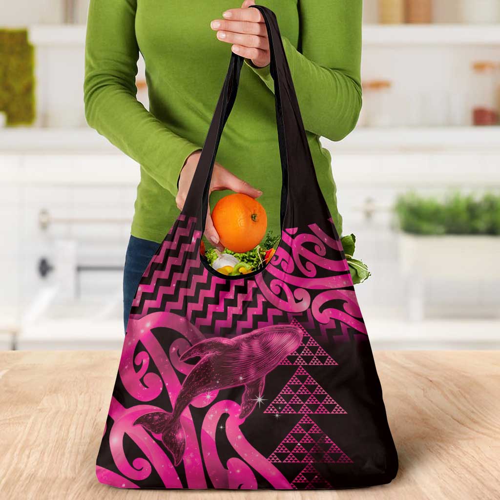 Humpback Whale Matariki New Zealand Grocery Bag NZ Maori Paikea Poutama Luxury Pink LT14 - Polynesian Pride