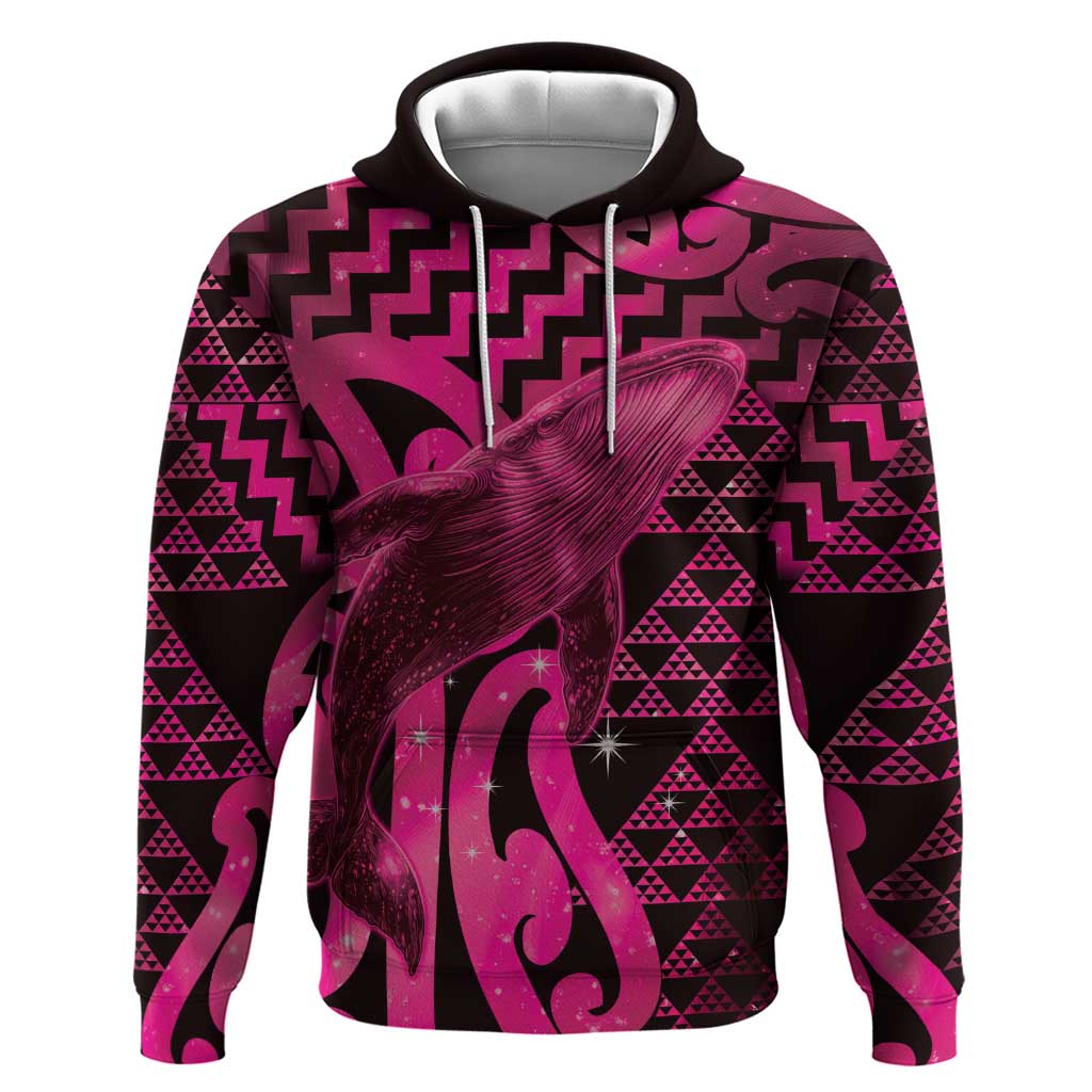 Humpback Whale Matariki New Zealand Hoodie NZ Maori Paikea Poutama Luxury Pink LT14 Pullover Hoodie Pink - Polynesian Pride