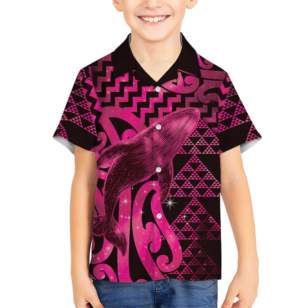 Humpback Whale Matariki New Zealand Kid Hawaiian Shirt NZ Maori Paikea Poutama Luxury Pink LT14 Kid Pink - Polynesian Pride
