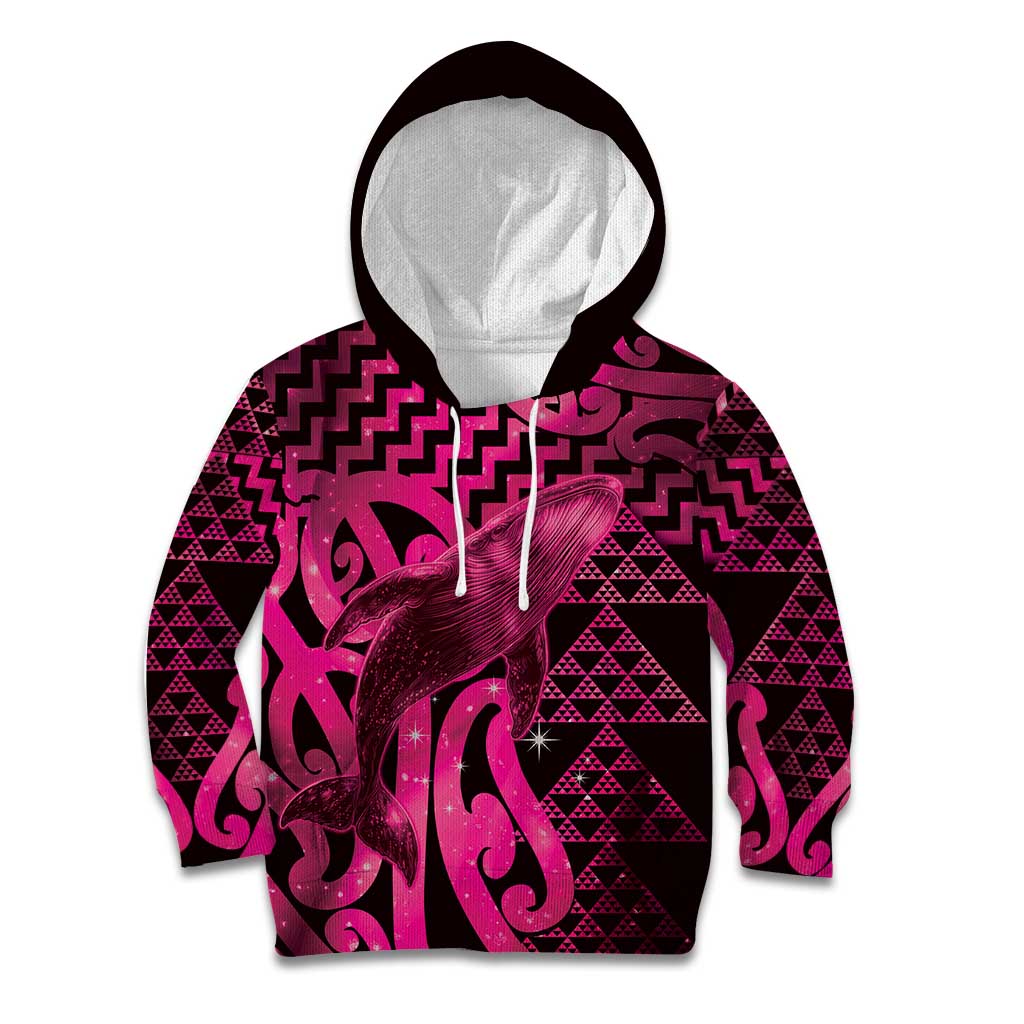 Humpback Whale Matariki New Zealand Kid Hoodie NZ Maori Paikea Poutama Luxury Pink LT14 Hoodie Pink - Polynesian Pride