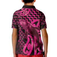 Humpback Whale Matariki New Zealand Kid Polo Shirt NZ Maori Paikea Poutama Luxury Pink LT14 - Polynesian Pride