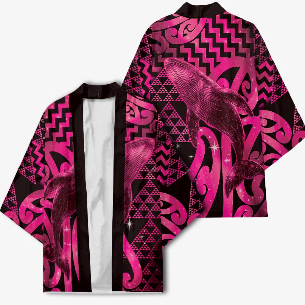 Humpback Whale Matariki New Zealand Kimono NZ Maori Paikea Poutama Luxury Pink LT14 - Polynesian Pride