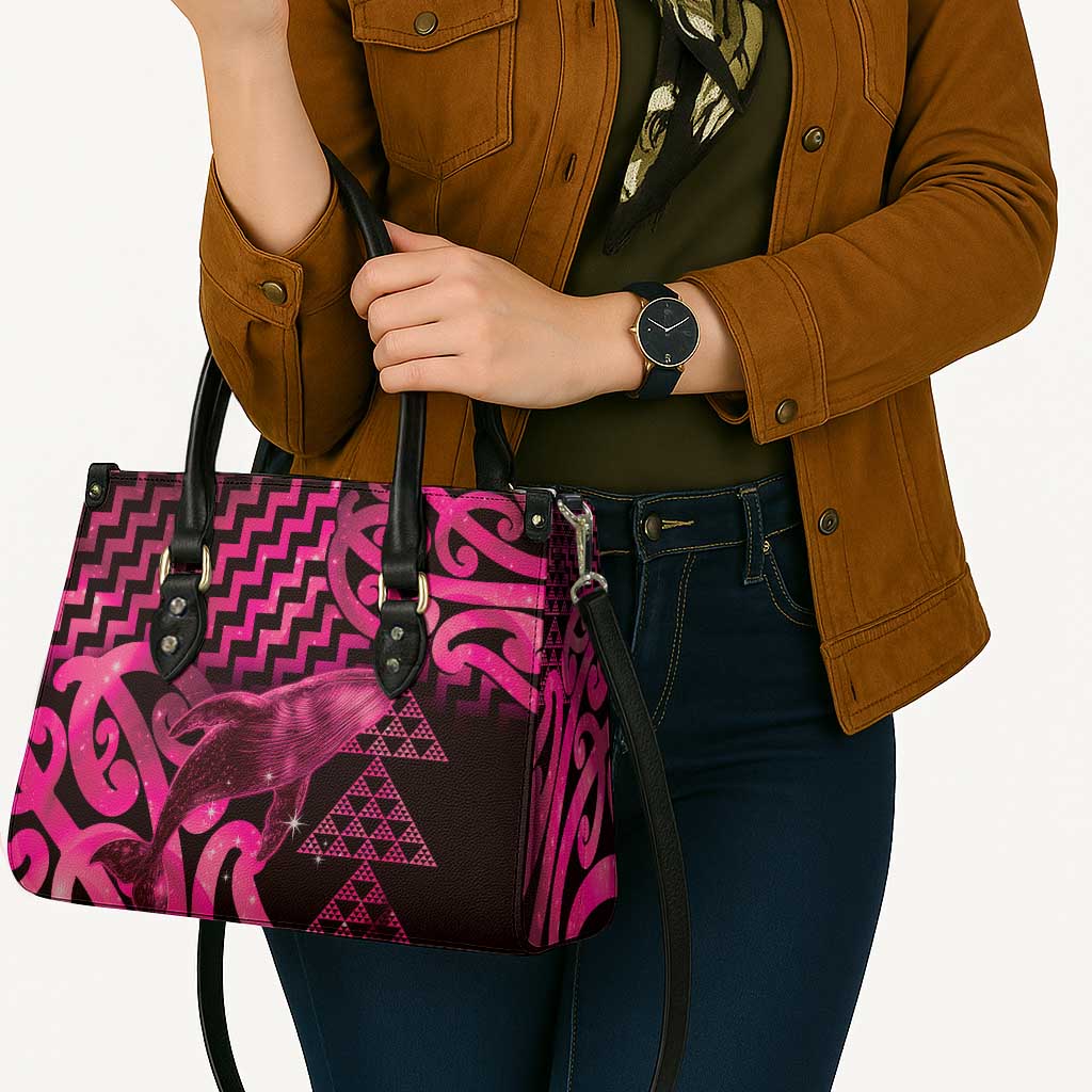 Humpback Whale Matariki New Zealand Leather Bag NZ Maori Paikea Poutama Luxury Pink LT14 - Polynesian Pride