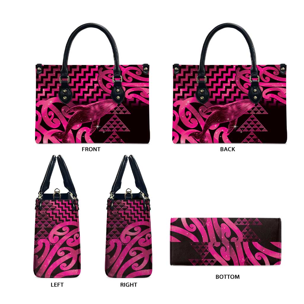 Humpback Whale Matariki New Zealand Leather Bag NZ Maori Paikea Poutama Luxury Pink LT14 - Polynesian Pride