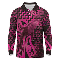 Humpback Whale Matariki New Zealand Long Sleeve Polo Shirt NZ Maori Paikea Poutama Luxury Pink LT14 Pink - Polynesian Pride