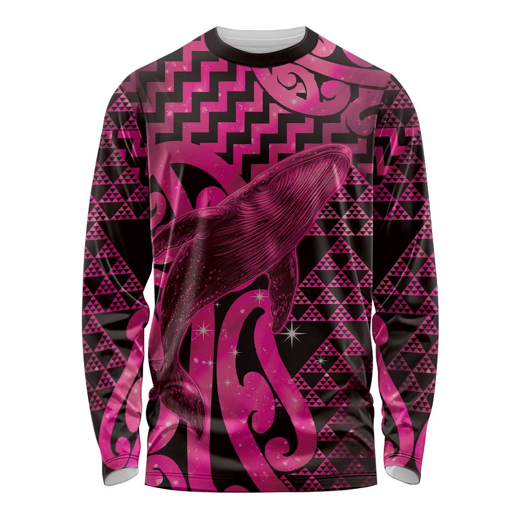 Humpback Whale Matariki New Zealand Long Sleeve Shirt NZ Maori Paikea Poutama Luxury Pink LT14 Unisex Pink - Polynesian Pride