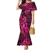 Humpback Whale Matariki New Zealand Mermaid Dress NZ Maori Paikea Poutama Luxury Pink LT14 Women Pink - Polynesian Pride