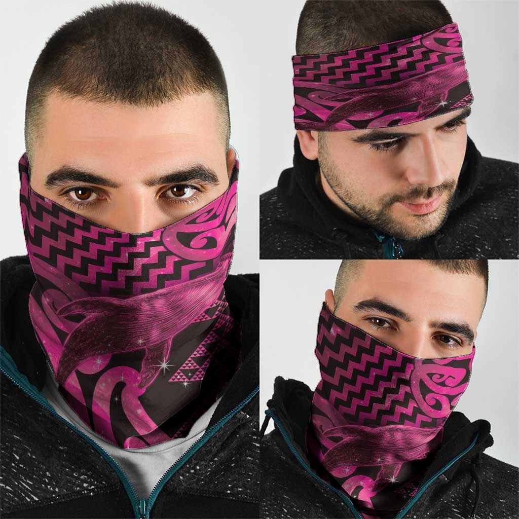 Humpback Whale Matariki New Zealand Neck Gaiter NZ Maori Paikea Poutama Luxury Pink LT14 - Polynesian Pride