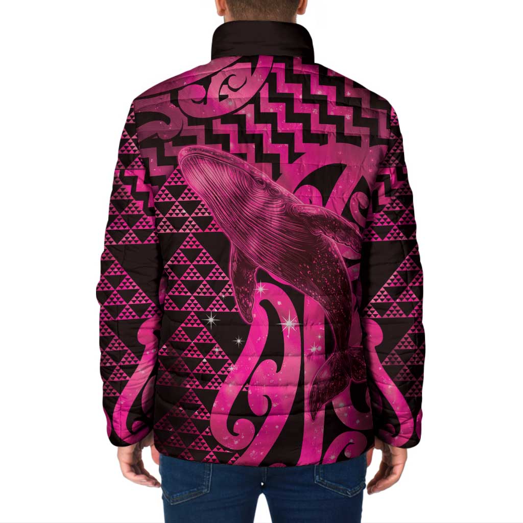 Humpback Whale Matariki New Zealand Padded Jacket NZ Maori Paikea Poutama Luxury Pink