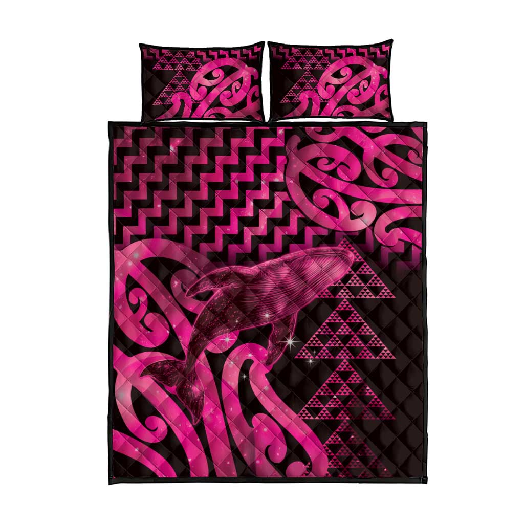 Humpback Whale Matariki New Zealand Quilt Bed Set NZ Maori Paikea Poutama Luxury Pink LT14 - Polynesian Pride