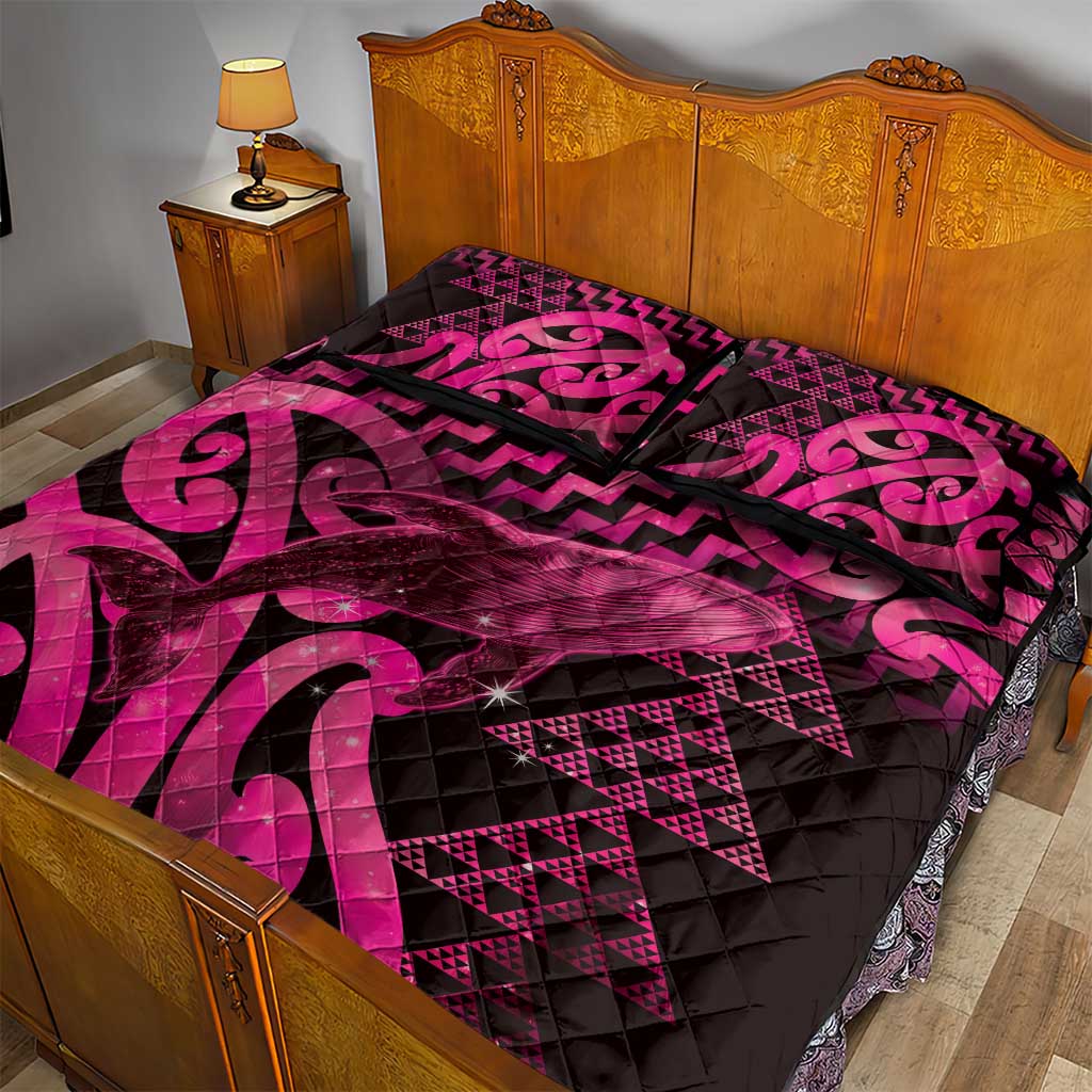 Humpback Whale Matariki New Zealand Quilt Bed Set NZ Maori Paikea Poutama Luxury Pink LT14 - Polynesian Pride