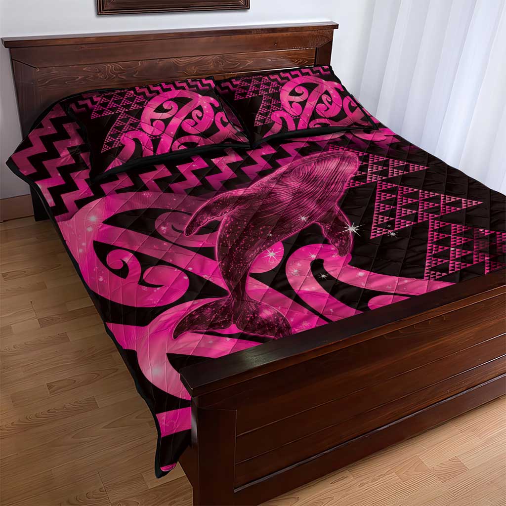 Humpback Whale Matariki New Zealand Quilt Bed Set NZ Maori Paikea Poutama Luxury Pink LT14 - Polynesian Pride