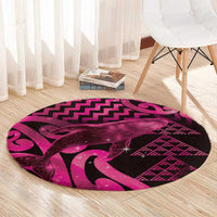 Humpback Whale Matariki New Zealand Round Carpet NZ Maori Paikea Poutama Luxury Pink LT14 - Polynesian Pride