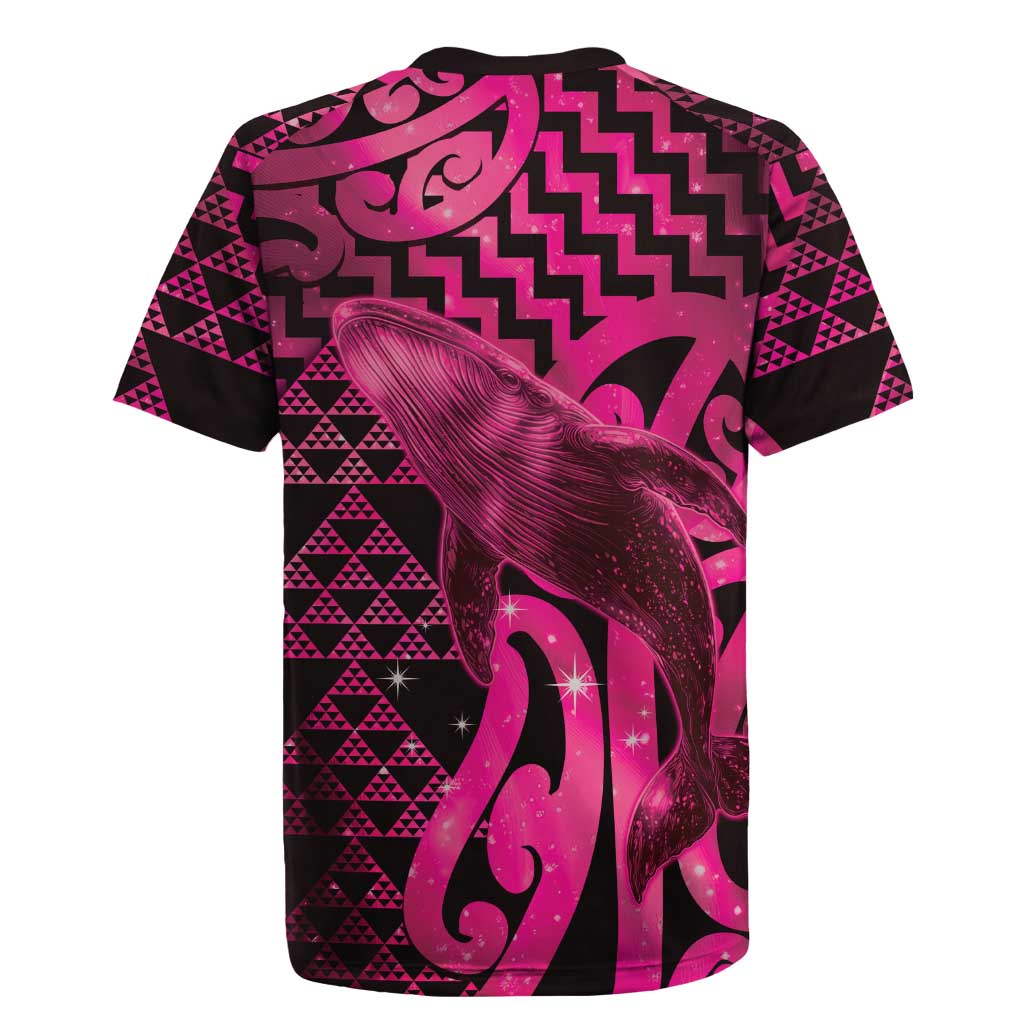 Humpback Whale Matariki New Zealand Rugby Jersey NZ Maori Paikea Poutama Luxury Pink LT14 - Polynesian Pride