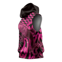 Humpback Whale Matariki New Zealand Sleeveless Hoodie NZ Maori Paikea Poutama Luxury Pink LT14 - Polynesian Pride