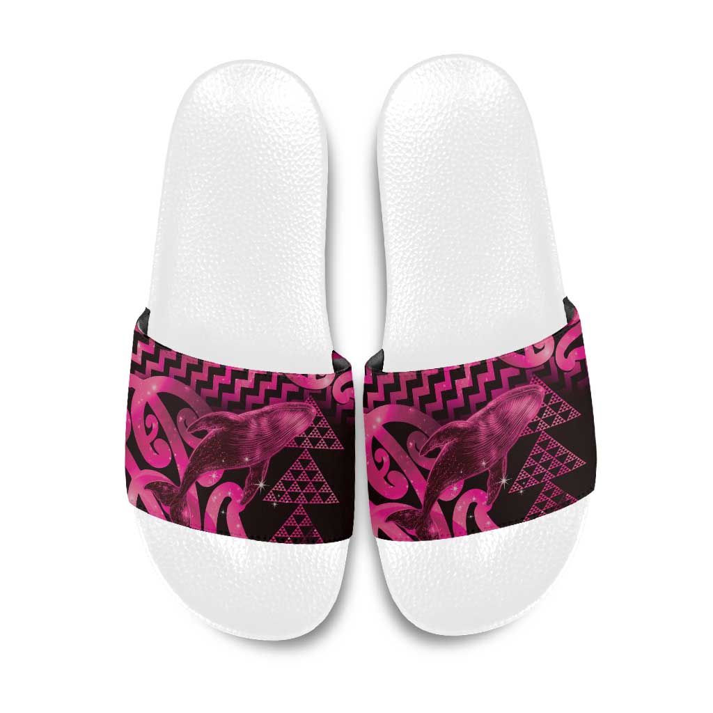 Humpback Whale Matariki New Zealand Slide Sandals NZ Maori Paikea Poutama Luxury Pink LT14 Pink - Polynesian Pride