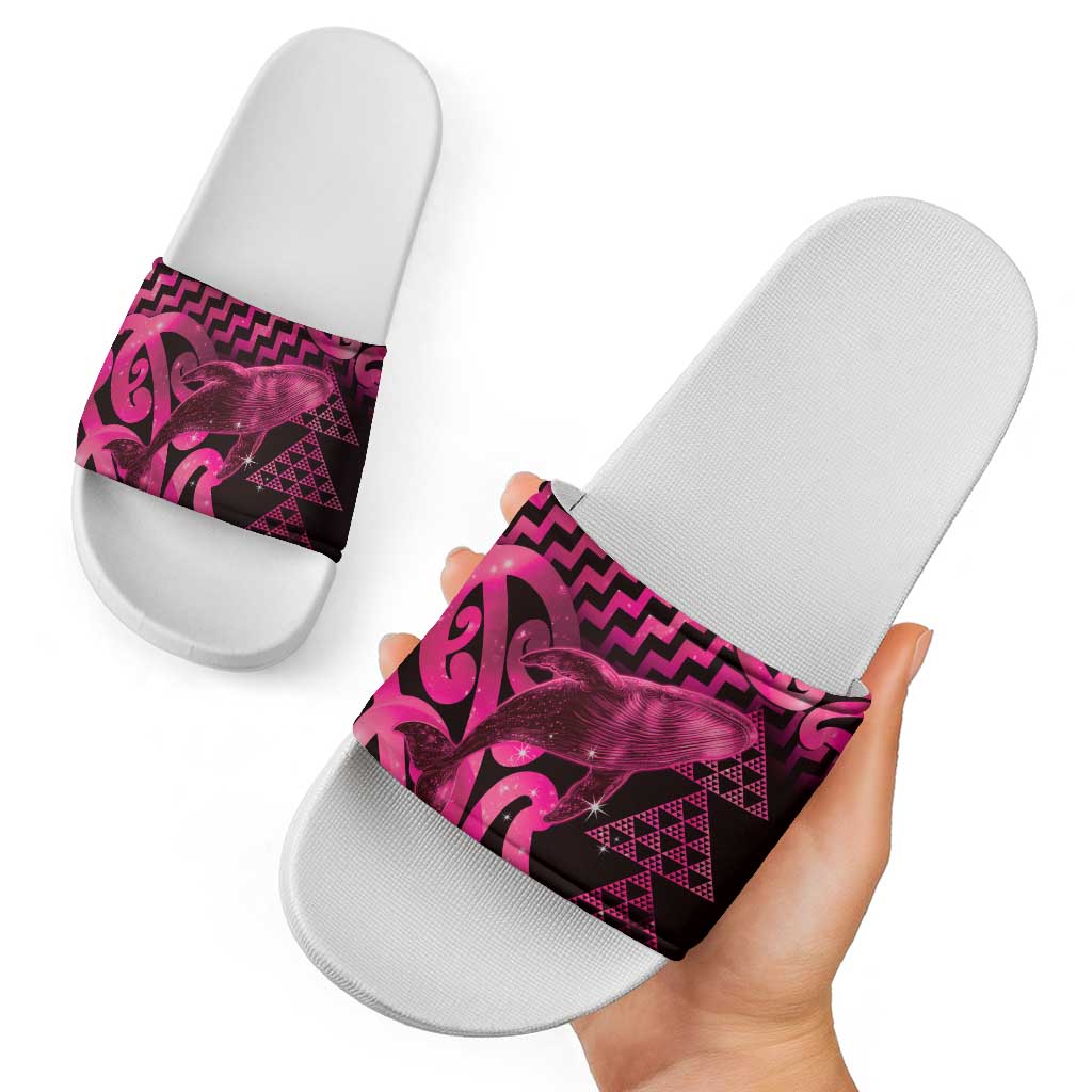 Humpback Whale Matariki New Zealand Slide Sandals NZ Maori Paikea Poutama Luxury Pink LT14 - Polynesian Pride