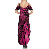 Humpback Whale Matariki New Zealand Summer Maxi Dress NZ Maori Paikea Poutama Luxury Pink LT14 - Polynesian Pride