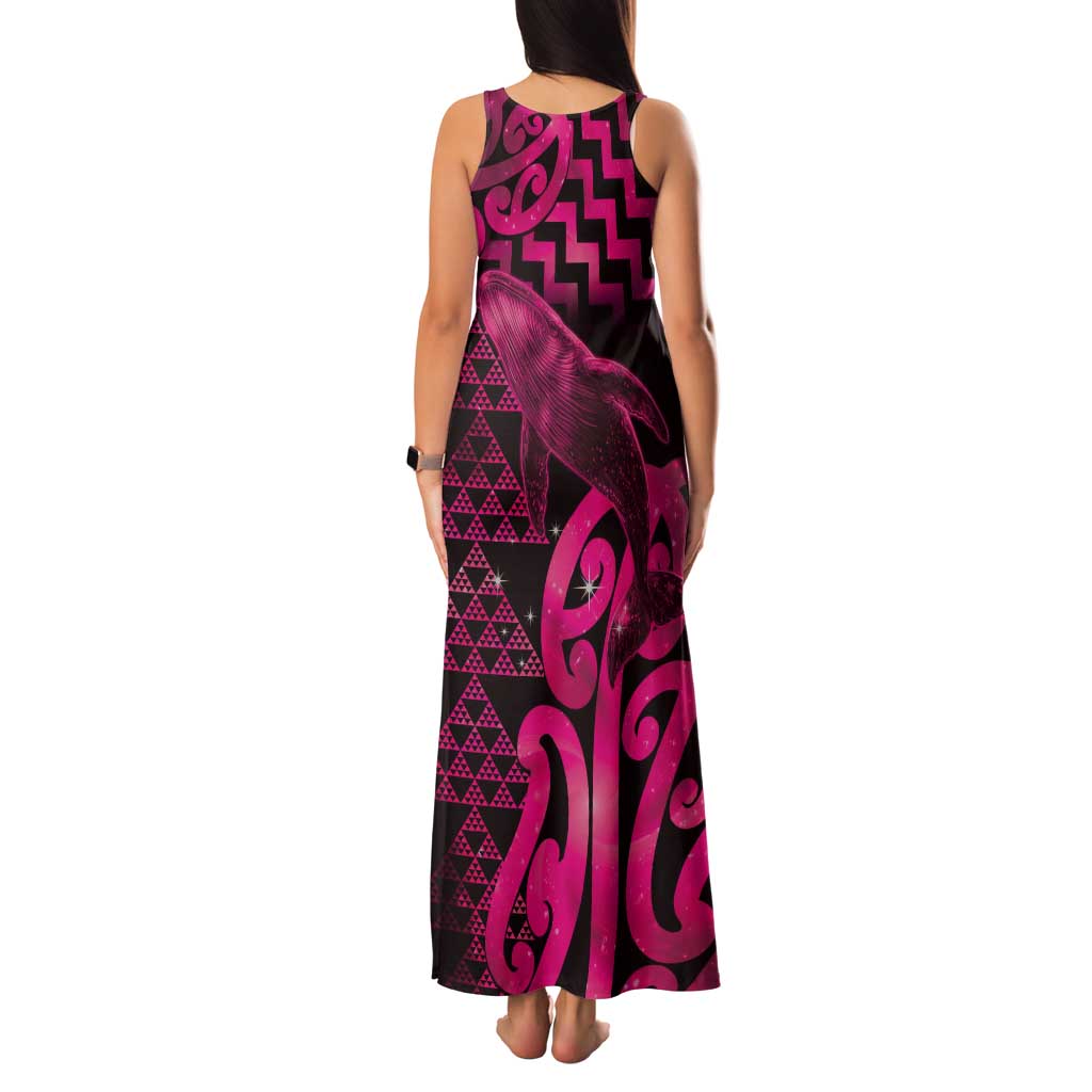Humpback Whale Matariki New Zealand Tank Maxi Dress NZ Maori Paikea Poutama Luxury Pink LT14 - Polynesian Pride