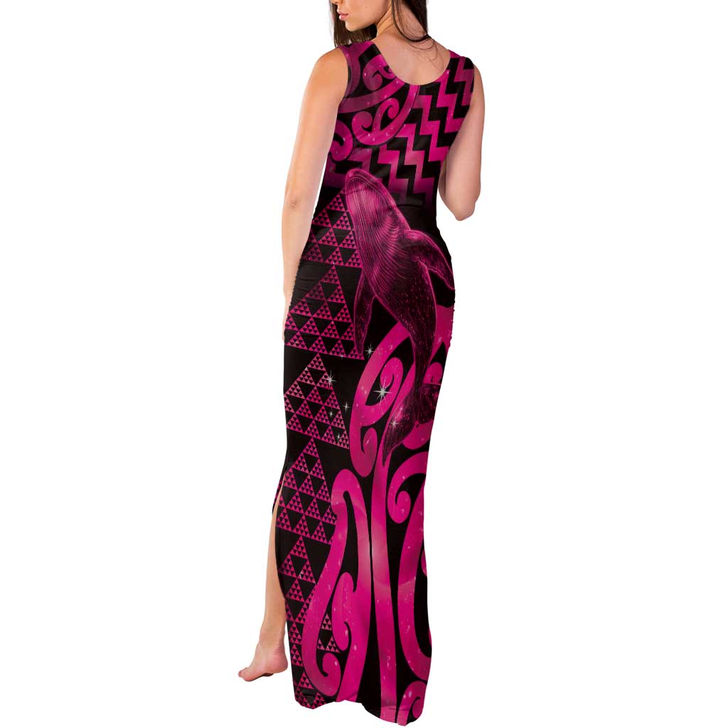 Humpback Whale Matariki New Zealand Tank Maxi Dress NZ Maori Paikea Poutama Luxury Pink LT14 - Polynesian Pride