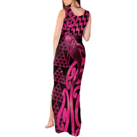 Humpback Whale Matariki New Zealand Tank Maxi Dress NZ Maori Paikea Poutama Luxury Pink LT14 - Polynesian Pride