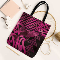 Humpback Whale Matariki New Zealand Tote Bag NZ Maori Paikea Poutama Luxury Pink LT14 Black Strap One Size Pink - Polynesian Pride