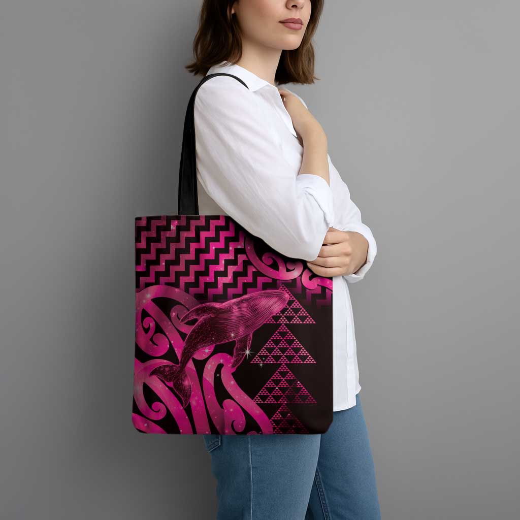 Humpback Whale Matariki New Zealand Tote Bag NZ Maori Paikea Poutama Luxury Pink LT14 - Polynesian Pride