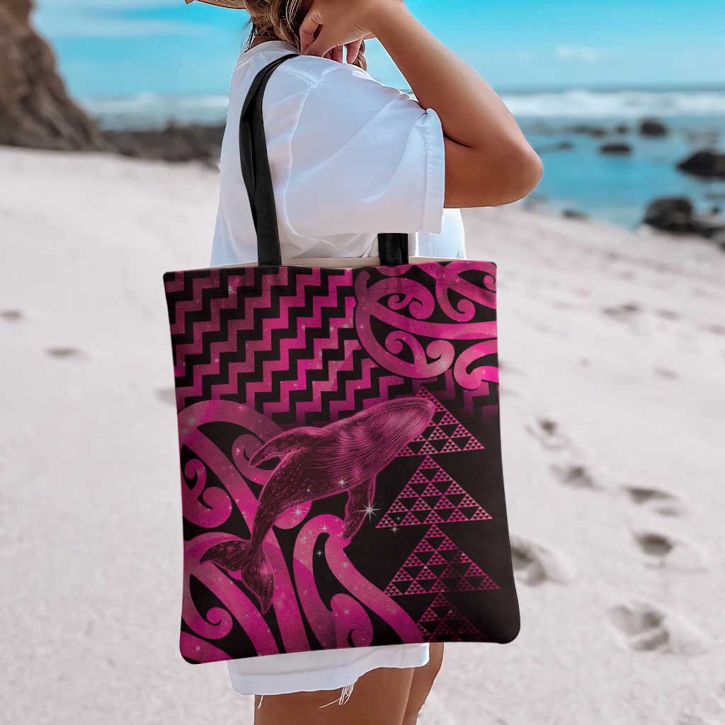 Humpback Whale Matariki New Zealand Tote Bag NZ Maori Paikea Poutama Luxury Pink LT14 - Polynesian Pride