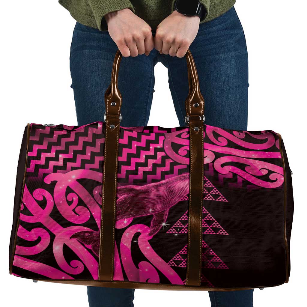 Humpback Whale Matariki New Zealand Travel Bag NZ Maori Paikea Poutama Luxury Pink LT14 Pink - Polynesian Pride