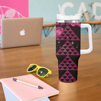 Humpback Whale Matariki New Zealand Tumbler With Handle NZ Maori Paikea Poutama Luxury Pink LT14 - Polynesian Pride