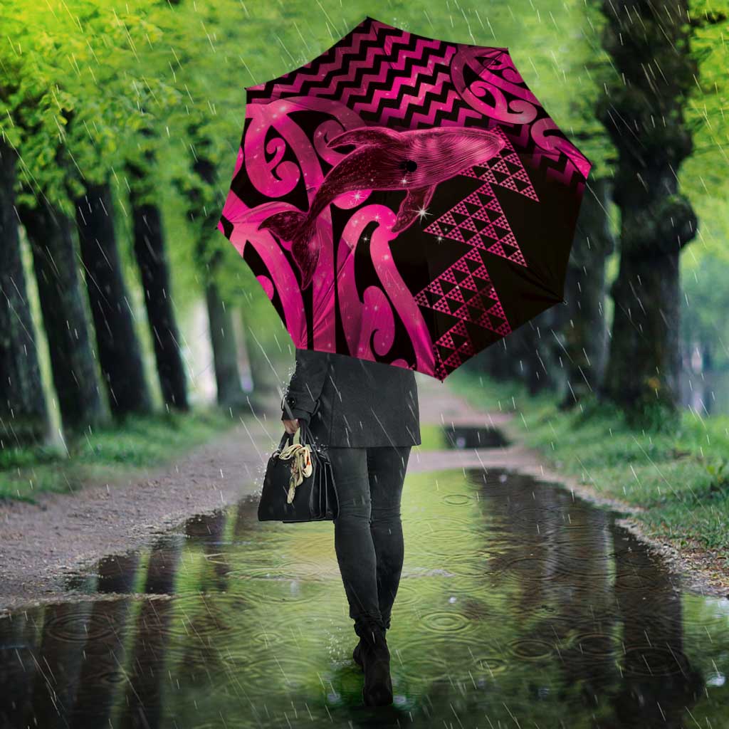 Humpback Whale Matariki New Zealand Umbrella NZ Maori Paikea Poutama Luxury Pink LT14 - Polynesian Pride