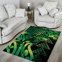 Humpback Whale Matariki New Zealand Area Rug NZ Maori Paikea Poutama Luxury Green LT14 - Polynesian Pride