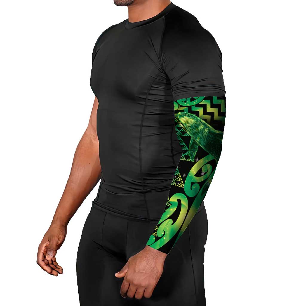 Humpback Whale Matariki New Zealand Arm Sleeves NZ Maori Paikea Poutama Luxury Green LT14 - Polynesian Pride