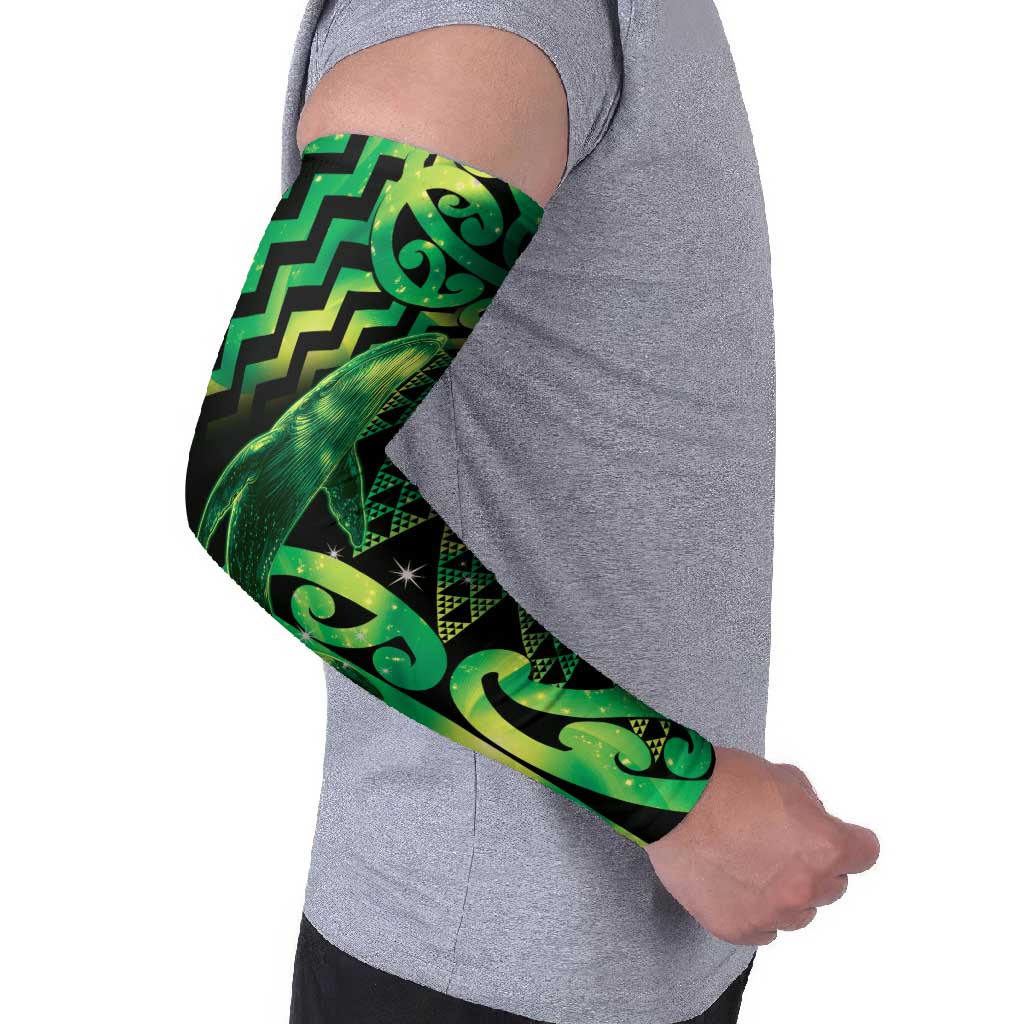 Humpback Whale Matariki New Zealand Arm Sleeves NZ Maori Paikea Poutama Luxury Green LT14 - Polynesian Pride