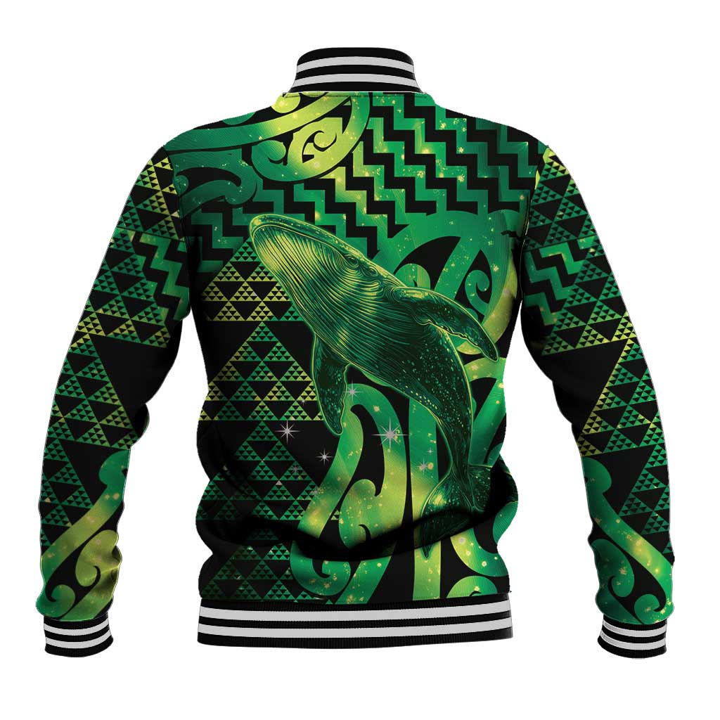 Humpback Whale Matariki New Zealand Baseball Jacket NZ Maori Paikea Poutama Luxury Green