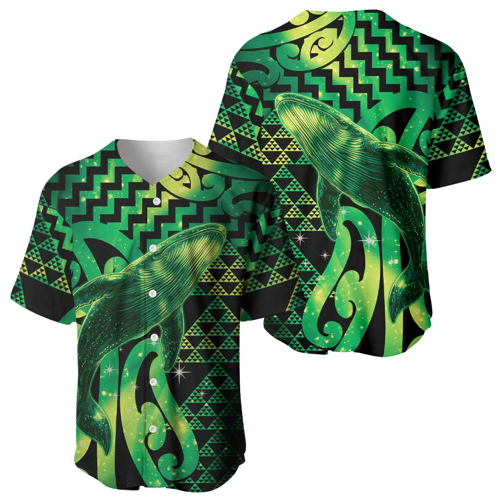 Humpback Whale Matariki New Zealand Baseball Jersey NZ Maori Paikea Poutama Luxury Green LT14 - Polynesian Pride
