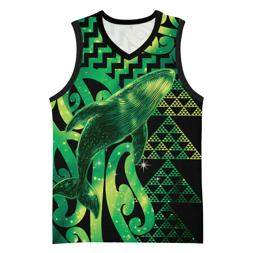 Humpback Whale Matariki New Zealand Basketball Jersey NZ Maori Paikea Poutama Luxury Green LT14 Unisex Green - Polynesian Pride